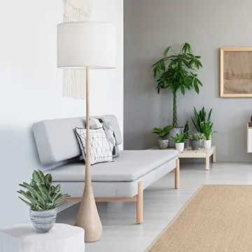 Globe Electric Kanana 65" Floor Lamp with Faux Wood Base