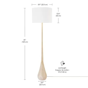 Globe Electric Kanana 65" Floor Lamp with Faux Wood Base