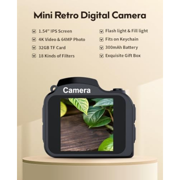 FLATIC Mini Keychain Camera – 4K Digital Tiny Camera with 32GB Card & Elegant Gift Box, Fun Pocket...