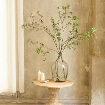 Avoeco Artificial Greenery Stems, 47”Tall Fake Plants Branches, Real Touch Faux Enkianthus Perulatus Twig Leaf for Home Garden Office Wedding Vase Filler Shop Decoration (3 Packs-Green)