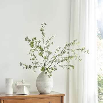 Avoeco Artificial Greenery Stems, 47”Tall Fake Plants Branches, Real Touch Faux Enkianthus Perulatus Twig Leaf for Home Garden Office Wedding Vase Filler Shop Decoration (3 Packs-Green)