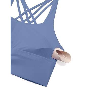 CRZ YOGA Strappy Longline Sports Bras for Women - Wirefree Padded Criss Cross Yoga Cropped Tank Tops Curtain Violet Ash Medium
