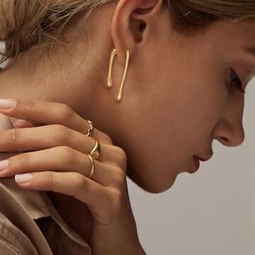 FANZE Gold Teardrop Earrings - Hypoallergenic Stylish Jewelry for Women