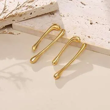 FANZE Gold Teardrop Earrings - Stylish Hypoallergenic Jewelry