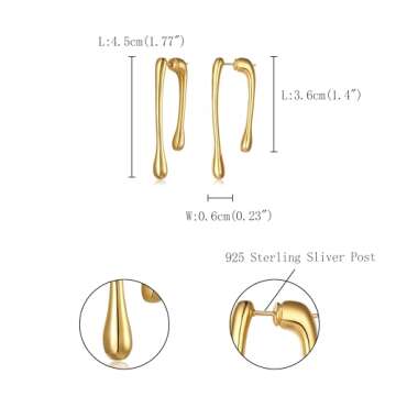 FANZE Gold Teardrop Earrings - Stylish Hypoallergenic Jewelry