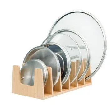 MobileVision Bamboo Pot Lid Holder for Kitchen Storage