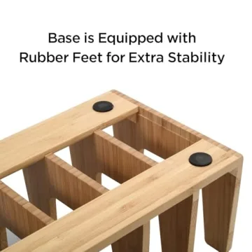 MobileVision Bamboo Pot Lid Holder for Kitchen Storage