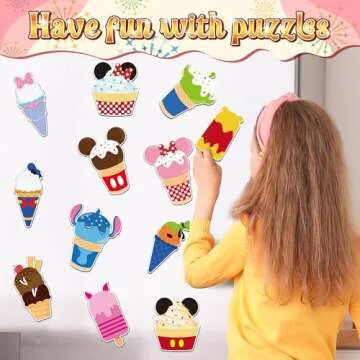 BOpusail 12Pcs Summer Ice Cream Mouse Cruise Door Magnets Cute Style Ice Cream Cruises Entrance Decals Decor Refrigerator Garage Magnet Waterproof Magnetic Sticker for Holiday Carnival Ships Cabin