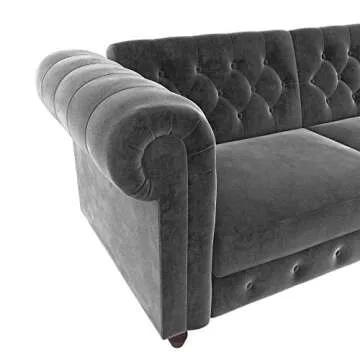DHP Felix Futon Sofa Bed - Elegant Velvet Couch Sleeper