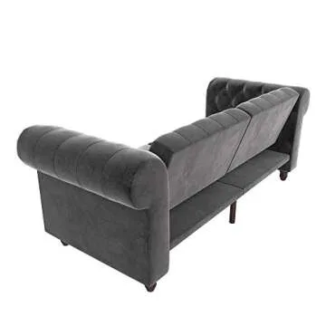 DHP Felix Futon Sofa Bed - Elegant Velvet Couch Sleeper