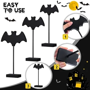Shellwei Halloween Wooden Bat Table Decor for Parties