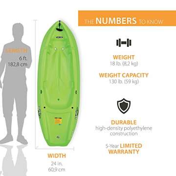 Lifetime Youth Wave Kayak with Paddle, 6 Feet, Green