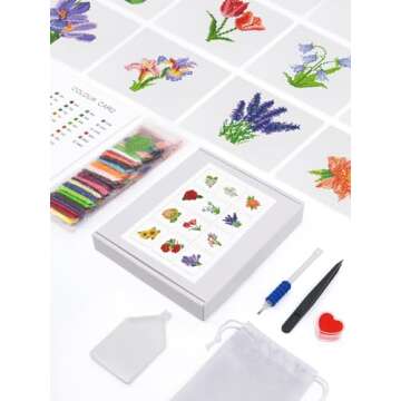 MAMACHU 12 Pack 5D Diamond Art Kits for Adults,Flowers Full Drill Diamond Cross Stitch Diamond Art by Number Kits for Home Decor