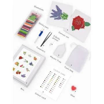 MAMACHU 12 Pack 5D Diamond Art Kits for Adults,Flowers Full Drill Diamond Cross Stitch Diamond Art by Number Kits for Home Decor