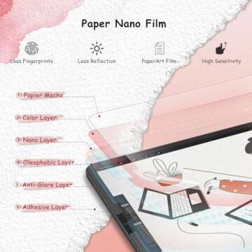 bersem Paper Screen Protector Compatible with iPad Pro 11 inch (2022/2021/2020/2018), iPad Air 5th / 4th Generation (10.9",2022/2020), iPad Air 5 / iPad Air 4 Matte PET Film for Drawing，1 Pack
