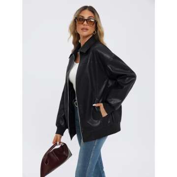 AUTOMET Womens Oversized Leather Jacket for Stylish Wear