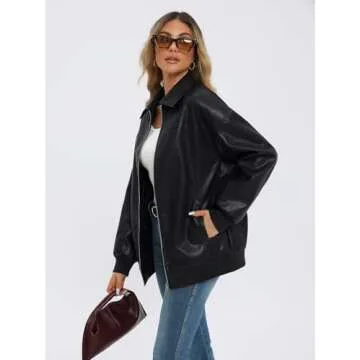 AUTOMET Womens Oversized Leather Jacket for Stylish Wear