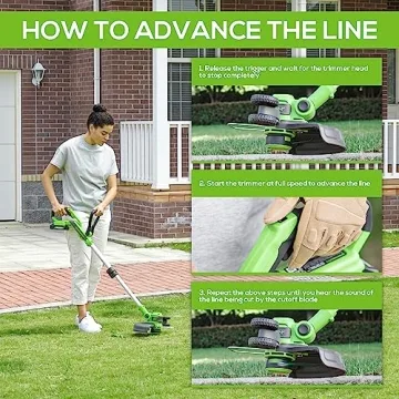 Greenworks 24V 12" Cordless String Trimmer/Edger (Gen 2), 2.0Ah Battery and Charger Included