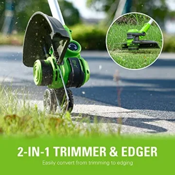 Greenworks 24V 12" Cordless String Trimmer/Edger (Gen 2), 2.0Ah Battery and Charger Included