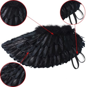 Antspirit Angel Black Wings and Halo for Halloween Costumes