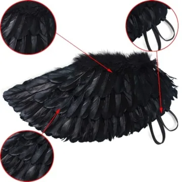 Antspirit Angel Black Wings and Halo for Halloween Costumes