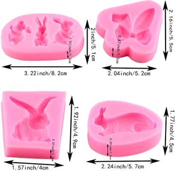 Mujiang Rabbit Fondant Molds for Easter Treats Set of 4