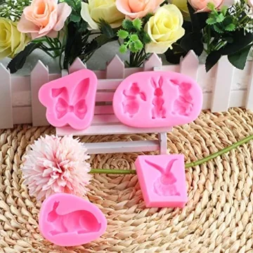 Mujiang Rabbit Fondant Molds for Easter Treats Set of 4