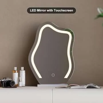 Homary White Makeup Vanity Set with LED Mirror