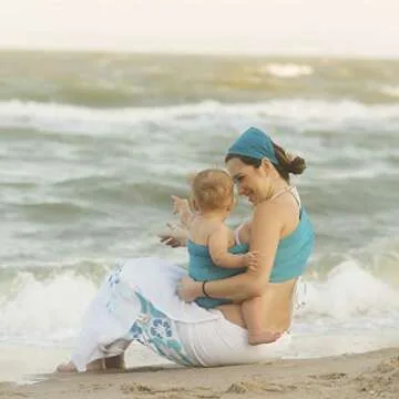 Beachfront Baby - Versatile Water & Warm Weather Ring Sling Baby Carrier | Made in USA with Safety Tested Fabric & Aluminum Rings | Lightweight, Quick Dry & Breathable (Caribbean Blue, One Size)