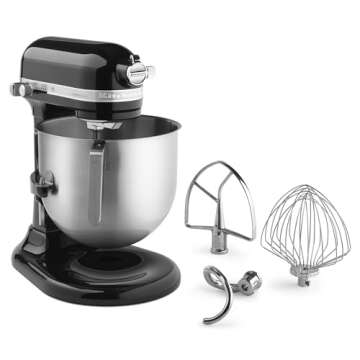 KitchenAid KSM8990OB 8-Quart Commercial Countertop Mixer - Onyx Black, 10-Speed Gear-Driven
