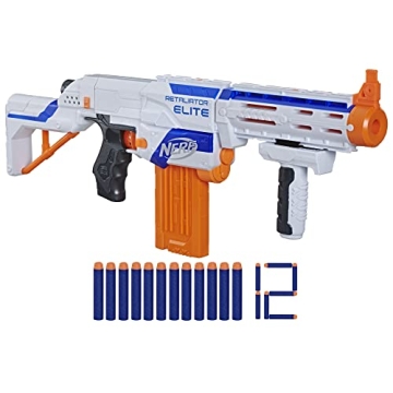 NERF N-Strike Elite Retaliator Blaster, Stock, Grip, Barrel, 12-Clip, 12 Darts, Outdoor Toys for Kid...