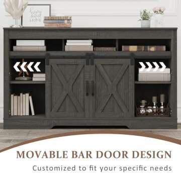 RoyalCraft Farmhouse TV Stand for 65+ Inch TV, 34'' Tall Entertainment Center with Sliding Barn Door...