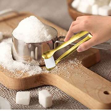 JCREN 12 Pcs Serving Tongs, Small Serving Utensils for Parties Catering Gold Tongs, Food-Grade 304 Stainless Steel Mini Serving Tongs Appetizer Tongs for Tea Party Coffee Bar, 4" Small Tongs - Gold