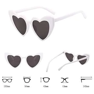 YooThink Love Heart Shaped Sunglasses for Women,Vintage Cat Eye Mod Style Retro Glasses (White * 2)