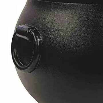 Union Products Black 16 Inch Spooky Witch Cauldron for Indoor and Outdoor Halloween Decoration and Trick or Treat Candy Container, Black