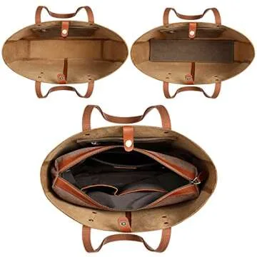 S-ZONE Genuine Leather Shoulder Tote Bag for Women Large Handbag Work Purse