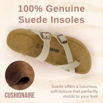 CUSHIONAIRE Women's Luna Cork Footbed Sandal With +Comfort STONE 6.5
