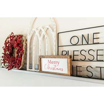 Cam n Honey Reversible Hello Fall | Merry Christmas Rustic Wood Sign | Farmhouse Home Thanksgiving and Holiday Decor | Farmhouse Wall Decor Signs for Fall