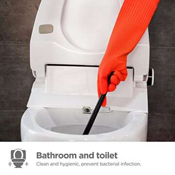 IUCGE Rubber dishwashing gloves 3 Pairs for kitchen,Cleaning washing dish gloves long for household reuseable durable.(Medium,Multicolor)