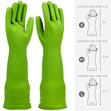 IUCGE Rubber dishwashing gloves 3 Pairs for kitchen,Cleaning washing dish gloves long for household reuseable durable.(Medium,Multicolor)