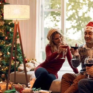 Mid Century Wood Tripod Floor Lamp by LEPOWER