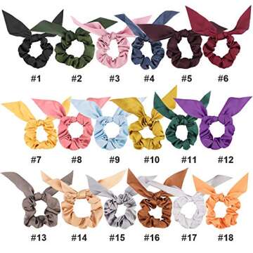 Chiffon Silk Scrunchies Set - 18 Colorful Bow Ponytail Holders