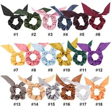 Chiffon Silk Scrunchies Set - 18 Colorful Bow Ponytail Holders