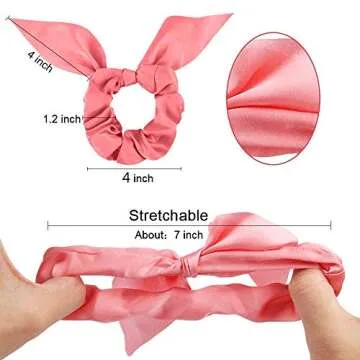Chiffon Silk Scrunchies Set - 18 Colorful Bow Ponytail Holders