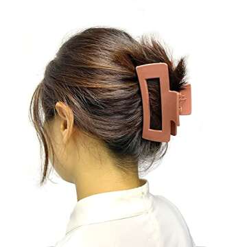 Wonderwin 8 PCS Big Hair Claw Clips | Modern Stylish Rectangular Hair Clips For Women | Non-slip Modified Hairstyle Clips (Amber, Glossy Black, Pink, Dusty Pink, Orange, Matcha Green, Blue, Black)
