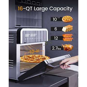 SUPERDANNY Air Fryer Toaster Oven with 11 Smart Presets