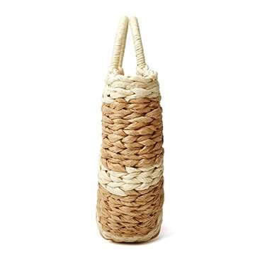 Epsion Womens Large Straw Beach Tote Bag Hobo Summer Handwoven Bags Purse wth Pom Poms (F-Khaki)
