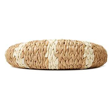 Epsion Womens Large Straw Beach Tote Bag Hobo Summer Handwoven Bags Purse wth Pom Poms (F-Khaki)