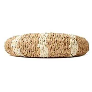 Epsion Womens Large Straw Beach Tote Bag Hobo Summer Handwoven Bags Purse wth Pom Poms (F-Khaki)