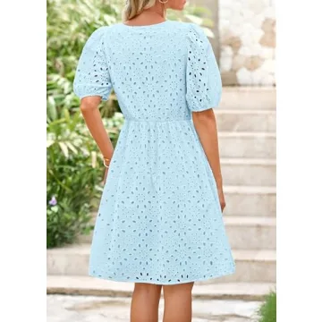 KIRUNDO Women's Eyelet Summer Dress for Weddings and Beach Days